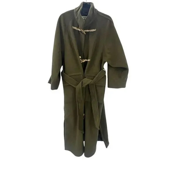 Free People Relaxed Fit Alma Longline Duffle Coat in Olive Oversized XS/ S NWT